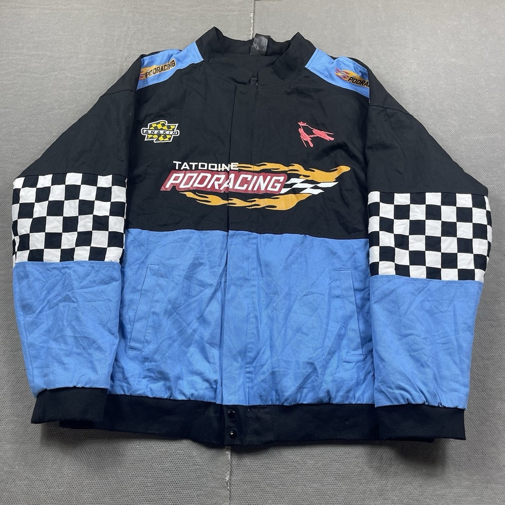 Star Wars Pod Racing Jacket Adult 2X Black Blue Tatooine Embroidered Full Zip